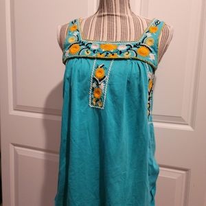 SOLD Boho/Hippie Embroidered Tank Top